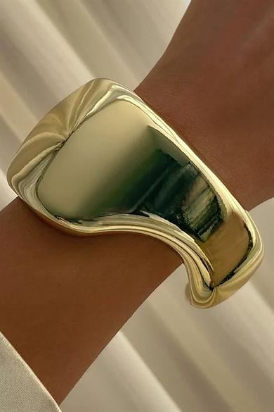 Altın Renk Plaka Kelepçe Bileklik