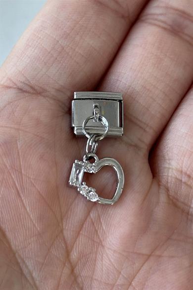 Gümüş Renk Kalp Figürlü Çelik Nomination Charm (Tek)