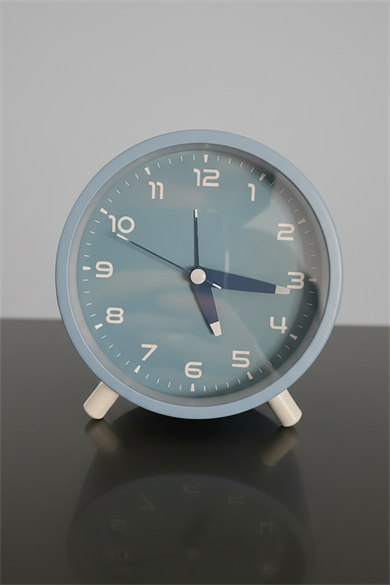 Mavi Renk Dekoratif Işıklı Alarmlı Masa Saati