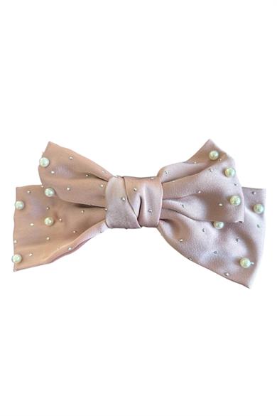 Gül Kurusu Renk Kurdele Figürlü İnci Detaylı Otomat Toka