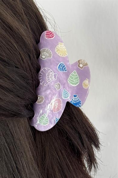 Mor Renk Deniz Kabuğu Figürlü Mandal Toka