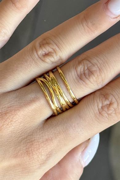 Altın Renk  Ayarlanabilir Çelik Yüzük