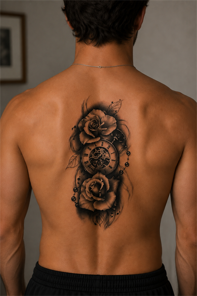 Saat ve Gül Geçici Dövme Tattoo