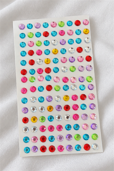 Karışık Renk Daire Figürlü Yapışkanlı Taş Sticker 