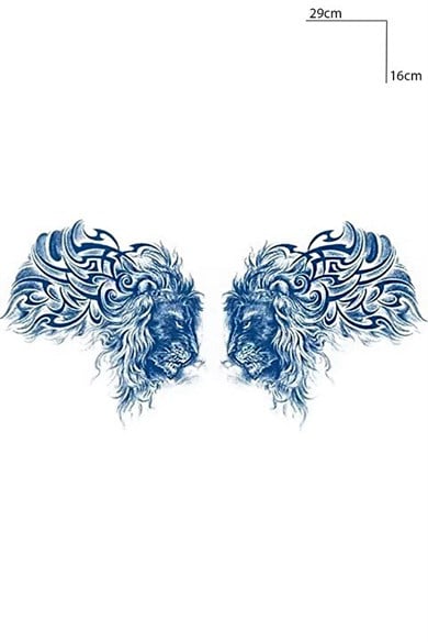İki Aslan Sonradan Kararan Yarıcı Kalıcı Geçici Dövme Tattoo