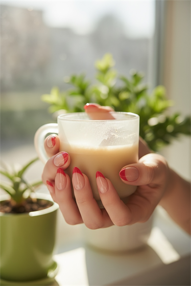 24lü Krem Ve Turuncu Renk Jel Görünümlü Takma Tırnak (Yapıştırıcılı)