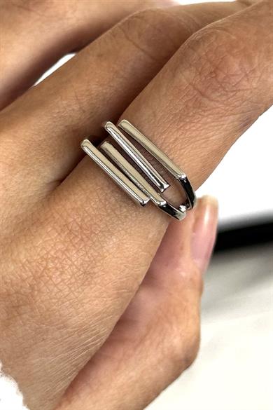 Gümüş Renk Ayarlanabilir Çelik Yüzük