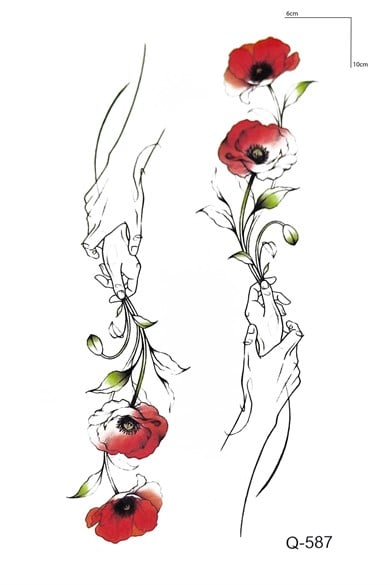 Gül ve El Geçici Dövme Tattoo
