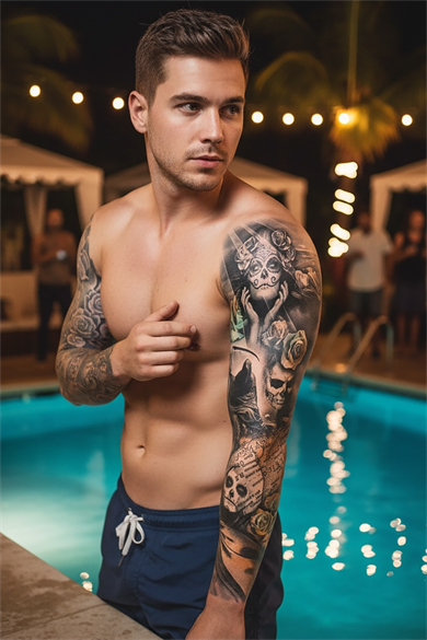 Geçici Azrail ve Kadın Modelli Kol Dövme Tattoo