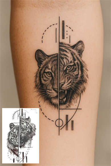 Kaplan Figürlü Mini Dövme Tattoo