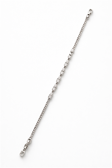 Gümüş Renk Taş Detaylı 14K Altın Kaplama CM Bileklik