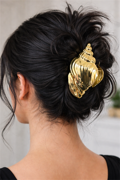 Altın Renk Deniz Kabuğu Figürlü Metal  Mandal Toka