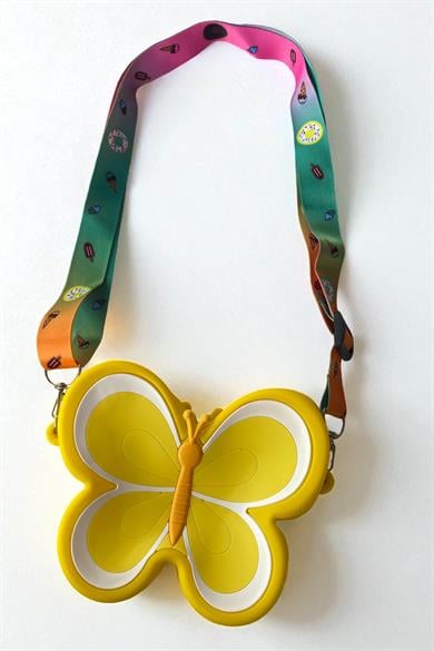 Sarı Renk Kelebek Figürlü Pop-it Çocuk Çanta