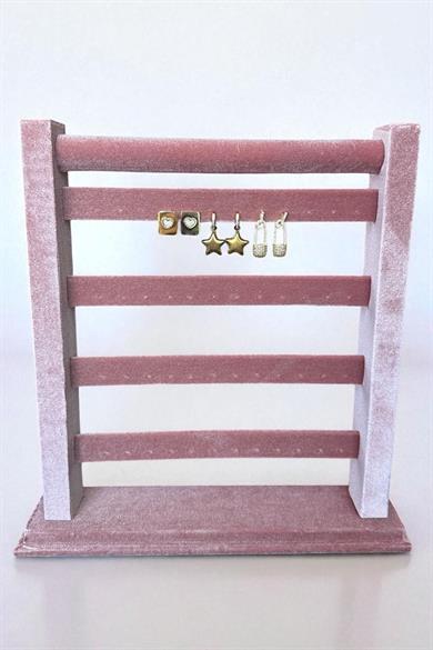 Pembe Renk Dört Katlı Küpe Düzenleyici / Organizer