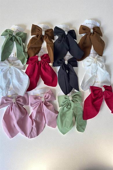 12li Karışık Renk Kurdele Figürlü İnci Detaylı Otomat Toka