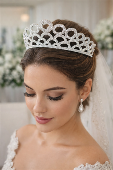 Zirkon Taşlı Gelin/Kına/Nişan/Söz Tasarım Taç