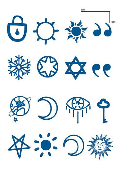 Karışık Figürlü 12 Saat Sonra Kararan Geçici Dövme Tattoo