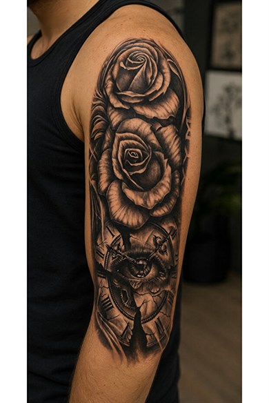Gül Ve Göz Dövme Geçici Tattoo