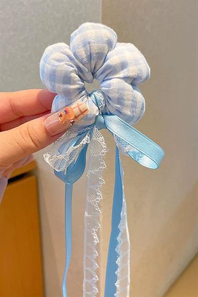 Mavi Renk Papatya Figürlü Kurdele Detaylı Simit Toka