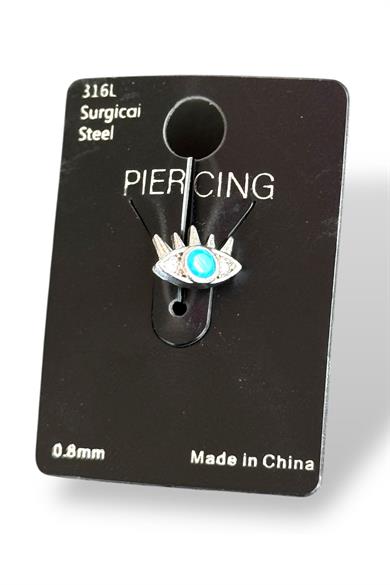 Gümüş Renk Göz Figürlü Çelik Tragus/Kıkırdak Küpe/Piercing (Tek)