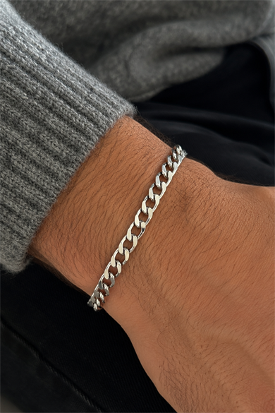 Gümüş Renk Zincir Çelik Bileklik (Unisex)
