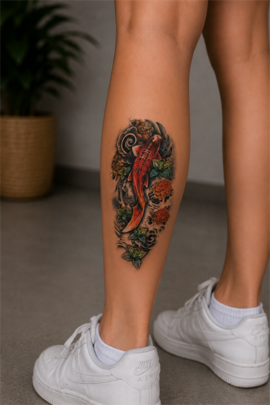 Renkli Koi Balığı Geçici Dövme Tattoo