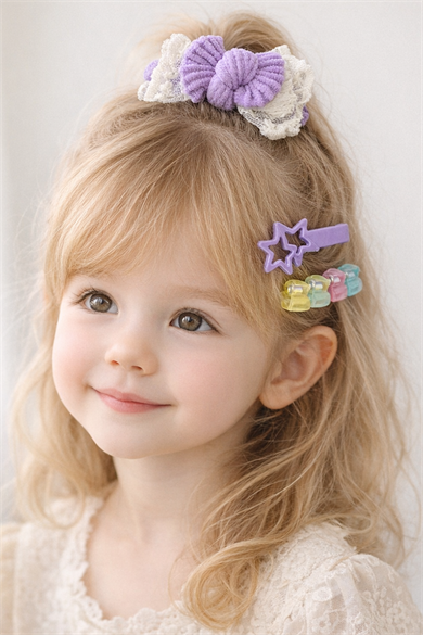 Karışık Renk Lastik Yan Toka Ve Mini Mandal Toka Set