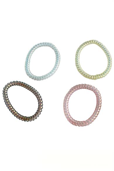 4lü Pembe Renkli Helezon Hologramlı Lastik Toka