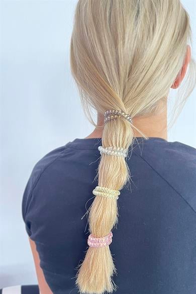 4lü Pembe Renkli Helezon Hologramlı Lastik Toka