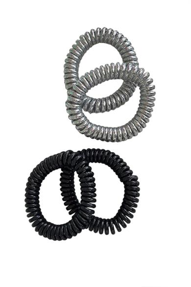 4lü Siyah Ve Gri Renk Helezon Lastik Toka