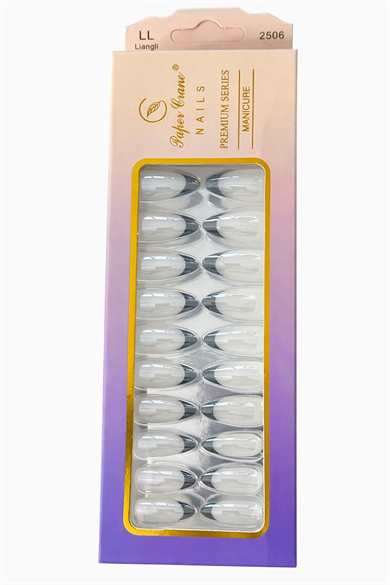 24lü Beyaz Ve Siyah Renk Jel Görünümlü Takma Tırnak (Yapıştırıcılı)