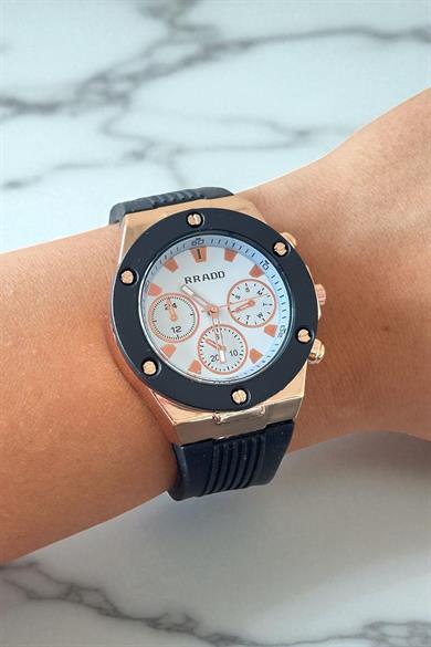 Siyah Renk Silikon Kordonlu Kadın Saat