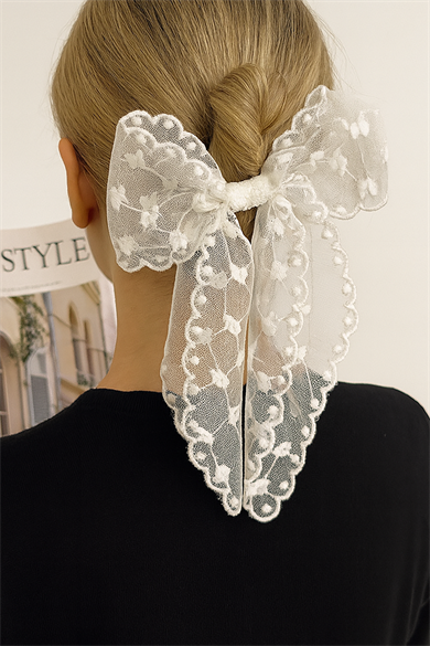 Beyaz Renk Kurdele Figürlü Otomat Toka