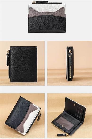 Siyah Renk Kadın Deri Cüzdan/Kartlık