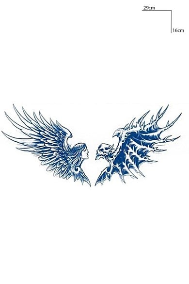 Kanat Figürlü Sonradan Kararan Yarı Kalıcı Geçici Dövme Tattoo
