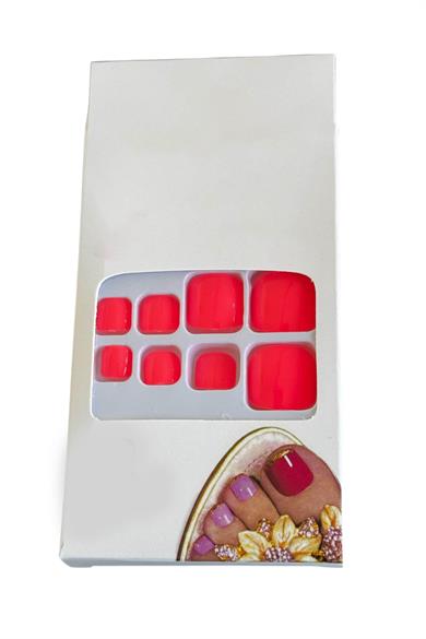 12li Fosforlu Pembe Renk Takma Tırnak Set (Yapıştırıcılı)