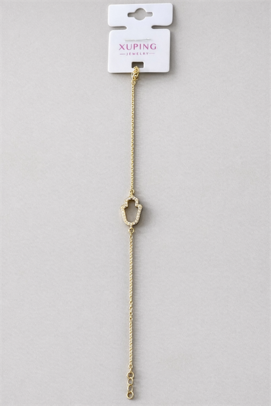 Altın Renk Taş Detaylı Çelik Xupıng VİP Bileklik