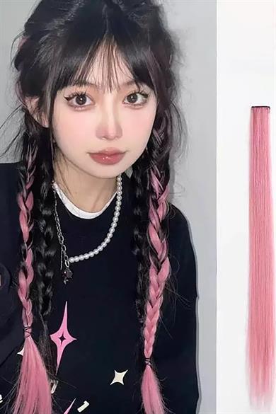 Pembe Renk Yan Çıt Çıt Postiş 50 Cm