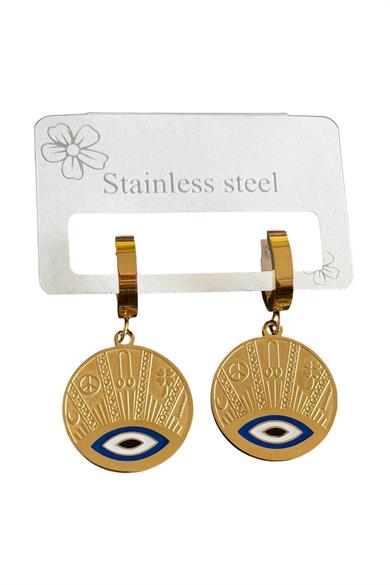 Altın Renk Kalp Detaylı Çelik Küpe (Çift)