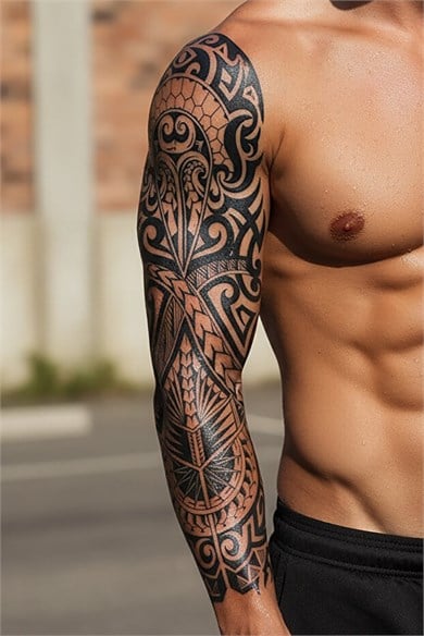 Tribal Figürlü Sonradan Kararan Yarı Kalıcı Geçici Kol Dövme Tattoo