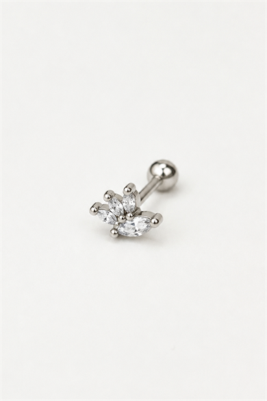 Gümüş  Renk  Taşlı Cerrahi Çelik Tragus/Kıkırdak Küpe/Piercing (Tek)