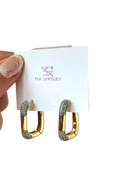 Altın Renk Taş Detaylı YSX Küpe Set (Çift)