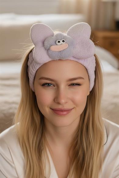 Lila Renk Canavar Figürlü Peluş Saç Bandı