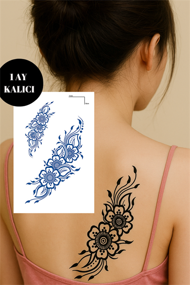 Çiçek Figürlü 12 Saat Sonra Kararan Geçici Orta Dövme Tattoo