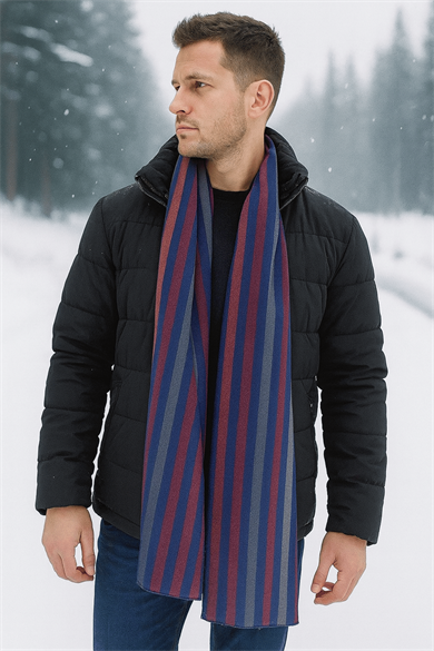 Karışık Renk Çizgili Unisex Atkı