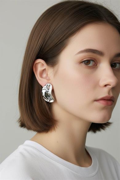 Gümüş Renk Çelik Küpe (Çift)