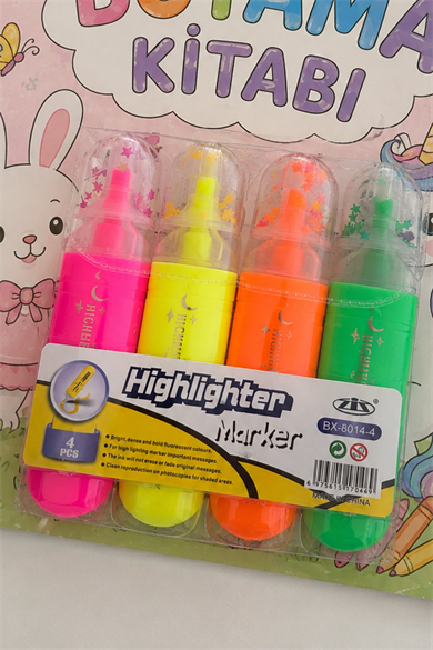 Karışık Renk 4lü Neon Fosforlu Kalem