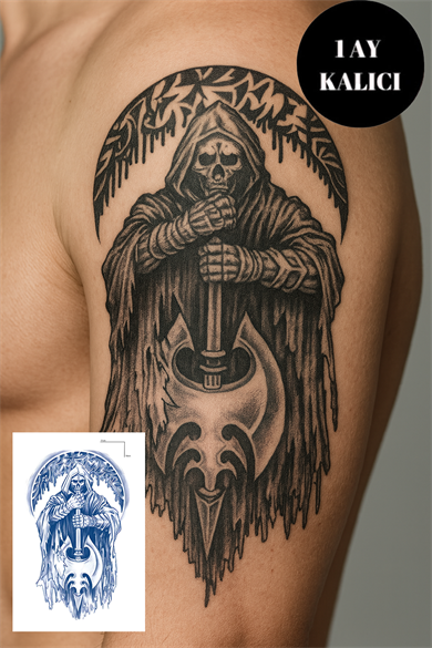 Kuru Kafa Figürlü 12 Saat Sonra Kararan Geçici Orta Dövme Tattoo