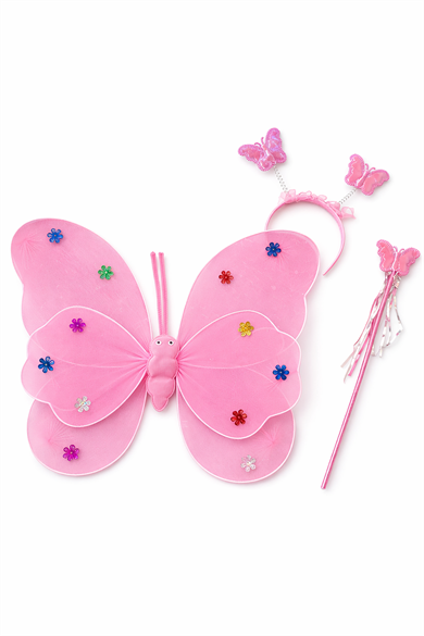 Pembe Renk Kanat /Asa /Taç Set