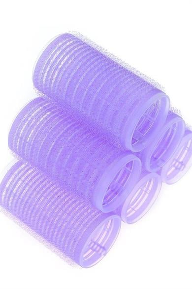 Mor Renk 6 Adet Bigudi Cırtlı/ Yapışkanlı Saç Bigudisi /Orta Boy